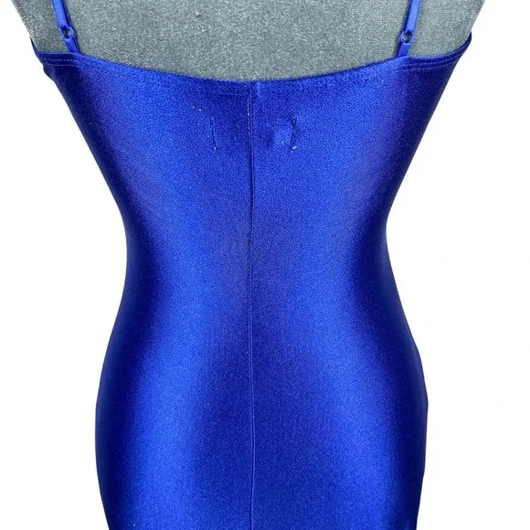 Fairy Grunge Y2k Asymmetric Faux Wrap Prom Cocktail Dress Juniors S Blue Shimmer - Picture 8 of 15